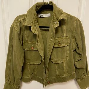 Zara Green Denim Jacket